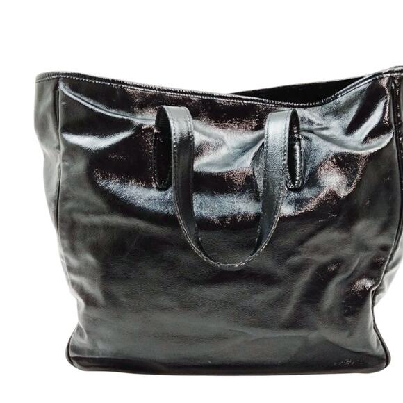 YVES SAINT LAURENT RIVE GAUNCH BLACK PATTON LEATHER TOTE EUC - Picture 2 of 10